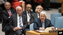 FILE - Palestinian President Mahmoud Abbas speaks during a Security Council meeting on the situation in Palestine, Tuesday, Feb. 20, 2018 at United Nations headquarters.