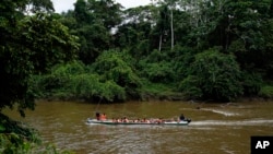 FILE - Migrants heading north arrive in Lajas Blancas, Darien province, Panama, on Oct. 6, 2023, after walking across the Darien Gap from Colombia.