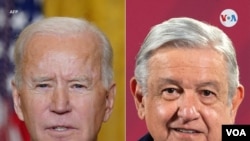 Composición de imágenes del presidente de Estados Unidos, Joe Biden, izquierda y el presidente de México, Manuel López Obrador, derecha.