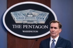 FILE - Pentagon spokesman John Kirby speaks to reporters Feb. 17, 2021.