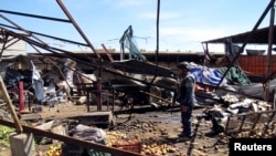 Lieu de l'attentat dans un quartier de Bagdad le 19 mars 2013
