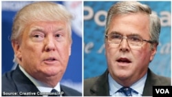 Donald Trump (left) and Jeb Bush, Republican presidential candidates.