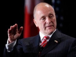 FILE - U.S. Ambassador to Canada Bruce Heyman speaks during an event in Ottawa, June 2, 2014.