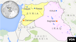 Map showing Raqqa, Syria