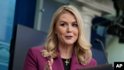 White House press secretary Karoline Leavitt speaks at the daily briefing at the White House in Washington, Jan. 28, 2025. 