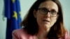 FILE - European Trade Commissioner Cecilia Malmstrom attends an interview with Reuters in Geneva, Switzerland, June 4, 2018. 