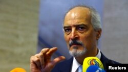 Duta Besar Suriah untuk PBB, Bashar Ja&#39;afari di kantor PBB di Jenewa, Swiss. (Foto: dok). 