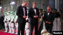 Britain's Prince William and Prince Harry, arrive for the European Premiere of 'Star Wars: The Last Jedi', at the Royal Albert Hall in central London, Britain December 12, 2017. 