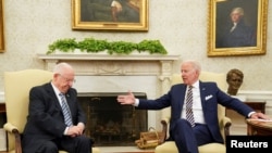 U.S. President Joe Biden meets with Israel's President Reuven Rivlin at the White House in Washington, June 28, 2021.