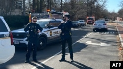 Members of the U.S. Secret Service uniformed division block access to a street leading to the Embassy of Israel in Washington on Feb. 25, 2024.