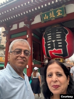 Kalyani and Devanand Jagwani in Japan pose during their vacation in October 2024. (Photo courtesy of Kalyani Jagwani)