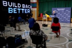 Democratic presidential candidate former Vice President Joe Biden speaks at a campaign event in New Castle, Del., July 21, 2020.