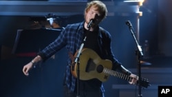 Ed Sheeran performs at "Stevie Wonder: Songs in the Key of Life - An All-Star Grammy Salute," at the Nokia Theatre L.A. Live on Feb. 10, 2015, in Los Angeles.