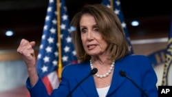 FILE - House Speaker Nancy Pelosi, pictured during a news conference in Washington on March 28, 2019, heaps scorn on Attorney General William Barr, saying his letter about special counsel Robert Mueller's report was "condescending."