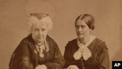 FILE - Elizabeth Cady Stanton (left) and Susan B. Anthony (right), Albumen silver print, by Napoleon Sarony. The new monument is located at what had been known as the Sewall-Belmont House, which the National Woman's Party began using as its headquarters in 1929. 