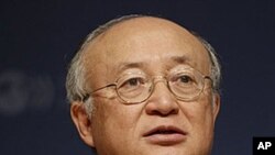 Director General of the International Atomic Energy Agency, IAEA, Yukiya Amano speaks to the media during a press conference at the OECD headquarters in Paris, France, April 28, 2011