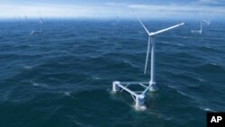 Rendering of floating offshore wind farm
