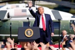President Donald Trump arrives at a campaign rally, Oct. 19, 2020, in Prescott, Ariz.