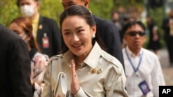 Thailand's Prime Minister Paetongtarn Shinawatra arrives at Government House for the cabinet meeting in Bangkok, Feb. 4, 2025. 