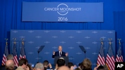 Vice President Joe Biden speaks at the Cancer Moonshot Summit at Howard University in Washington, June 29, 2016. Biden is trying to bolster efforts to cure cancer at this summit focusing on research and innovative trials.