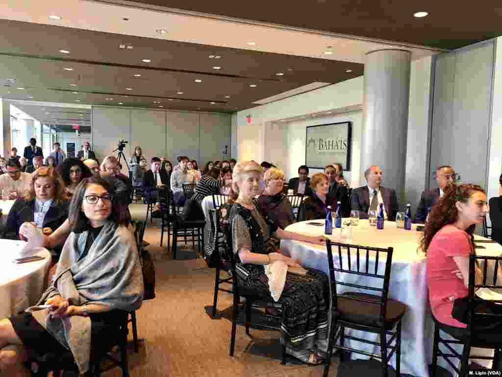 Dozens of people attend a film screening and panel discussion hosted by the Baha’is of the United States and the Religious Freedom Center of the Freedom Forum Institute at Washington’s Newseum, July 26, 2018.