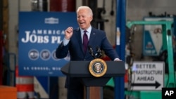 President Joe Biden speaks about infrastructure spending at the La Crosse Municipal Transit Authority, June 29, 2021, in La Crosse, Wis.