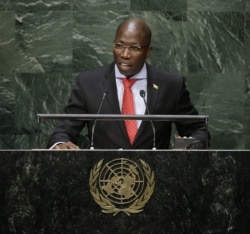 FILE - Domingos Simoes Pereira, then-Prime Minister of Guinea-Bissau, speaks during the 69th session of the United Nations General Assembly at U.N. headquarters, Sept. 29, 2014.