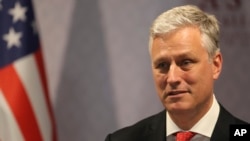 FILE - U.S. National Security Adviser Robert O'Brien speaks during a press conference on the sidelines of the 35th Association of Southeast Asian Nations (ASEAN) summit in Nonthaburi, Thailand, Nov. 4, 2019. 