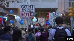 Count Every Vote and Stop the Vote counter rallies continued outside the Pennsylvania Convention Center in Philadelphia on Nov. 6, 2020. (Esha Sarai/VOA)