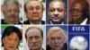 A combination of file pictures made on May 27, 2015 shows Fifa officials (LtoR, from upper row) Rafael Esquivel, Nicolas Leoz, Jeffrey Webb, Jack Warner, Eduardo Li, Eugenio Figueredo and Jose Maria Marin