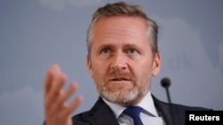 Danish Foreign Minister Anders Samuelsen speaks during a news conference in Copenhagen, Denmark, Oct. 30, 2018.
