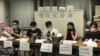 五个香港工会召开联合记者会。（徐凯鸣拍摄）