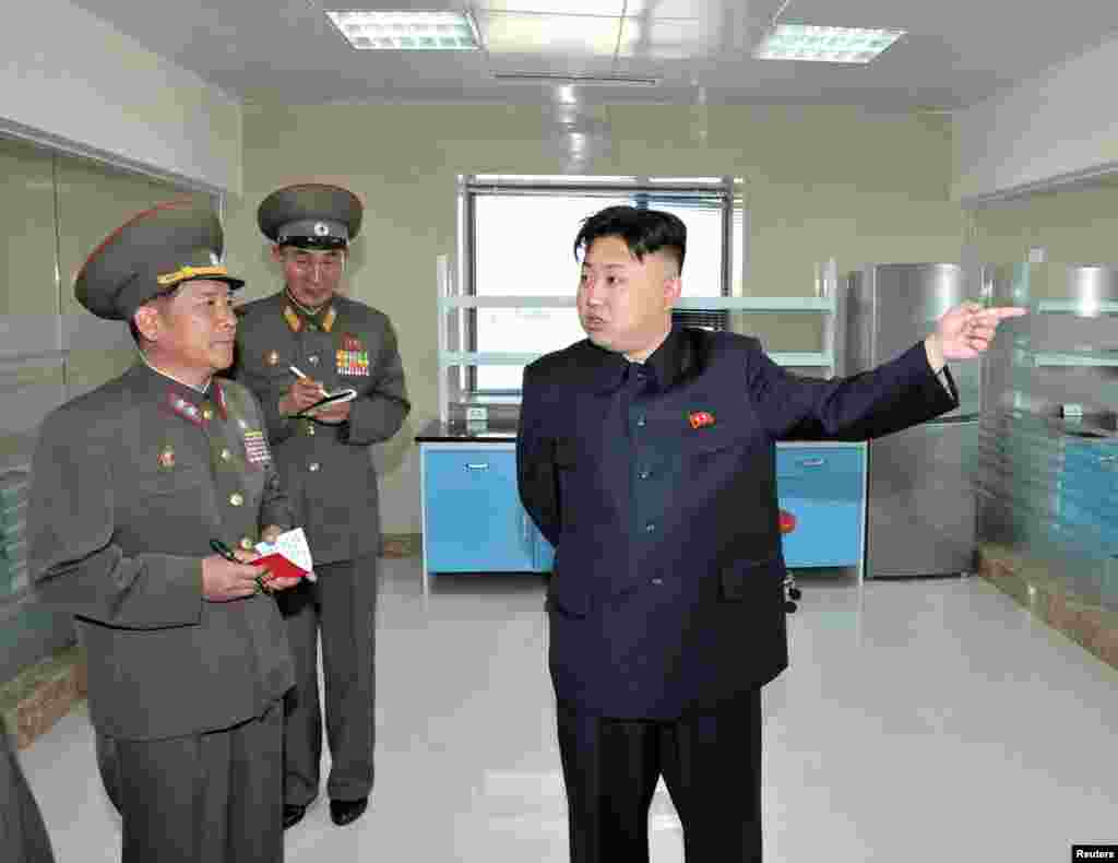 North Korean leader Kim Jong Un visits the Turf Institute of the Bioengineering Branch under the State Academy of Sciences in Pyongyang. (KCNA)