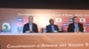 Ahmad, président de la CAF, au centre, lors d’une conférence de presse sur le CHAN 2018, Maroc, 12 janvier 2018. (Tiwtter/CAF)