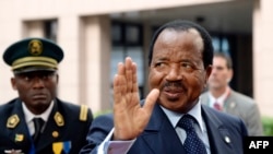 Le président camerounais Paul Biya lors d'un sommet UE-Afrique, à Bruxelles, le 3 avril 2014.