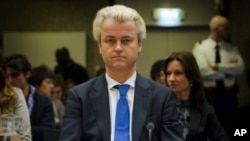 The Dutch anti-Islam lawmaker Geert Wilders returns to court in Amsterdam, Netherlands, February 7, 2011, as a second set of judges considered how his trial for alleged hate speech should continue.