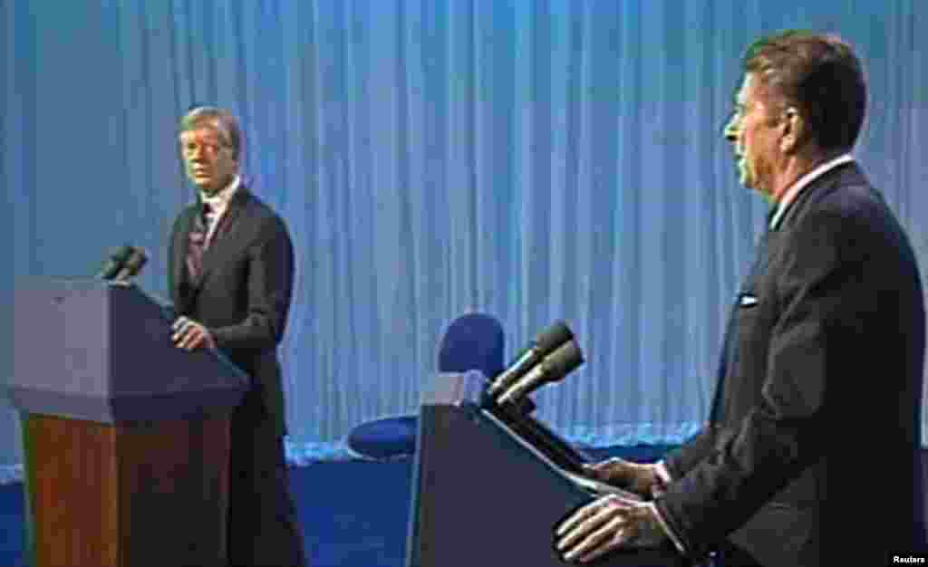 مناظره انتخاباتی جیمی کارتر و رونالد ریگان در کلیولند، ایالت اوهایو &ndash; ۲۸ اکتبر ۱۹۸۰ &nbsp;