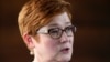 FILE - Australian Foreign Minister Marise Payne, pictured in January 2019, met with Lithuanian Foreign Minister Gabrielius Landsbergis on Feb. 9, 2022, and they agreed to step up cooperation on challenges rising from China's pressure on both countries.
