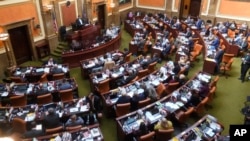 FILE - The floor of the House of Representatives is seen at the Utah State Capitol in Salt Lake City, Feb. 17, 2022.
