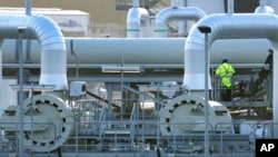 FILE - Pipes at the landfall facilities of the Nord Stream 2 gas pipline are pictured in Lubmin, northern Germany, Feb. 15, 2022.