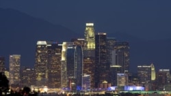 The downtown Los Angeles skyline is seen from the Baldwin Hills section of the city.