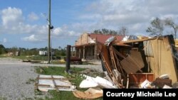 Michelle Lee says the RV park she calls home looked 'like a war zone' after Hurricane Laura tore through. (Courtesy Michelle Lee)