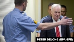 Ratko Mladić ulazi u sudnici Tribunala u Hagu na izricanje presude kojom je osuđen na doživotni zatvor, 22, novembar 2017.