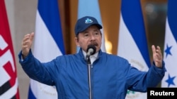 Presiden Nikaragua Daniel Ortega menyampaikan pidato dalam upacara peringatan Hari Kemerdekaan ke-199, di Managua, Nikaragua, 15 September 2020. (Foto: Reuters)