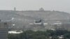 A U.S. military helicopter is pictured flying above the U.S. embassy in Kabul, Afghanistan, Aug. 15, 2021.