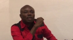 Jean Charles Moïse, leader of Pitit Dessalines opposition party, speaks in Port au Prince, Haiti. (Matiado Vilme/VOA)