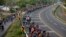 Central American migrants, part of the caravan hoping to reach the U.S. border, walk in Frontera Hidalgo, Mexico, April 12, 2019.