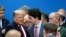 U.S. President Donald Trump talks with Canada's Prime Minister Justin Trudeau during a North Atlantic Treaty Organization Plenary Session at the NATO summit in Watford, near London, Britain, Dec. 4, 2019.