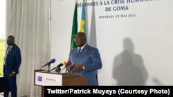 Président Félix Tshisekedi na rotonde ya palais de la nation na Kinshasa, RDC, 29 mai 2021. (Twitter/Patrick Muyaya)