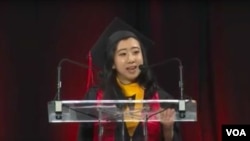 马里兰大学中国留美学生杨舒平毕业致词